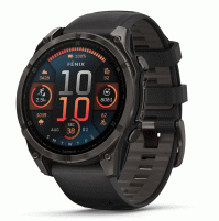 fenix 8 – 47 mm, AMOLED - Sapphire, Carbon grey DLC titanium with Black/pebble grey silicone band - 010-02904-21 - Garmin